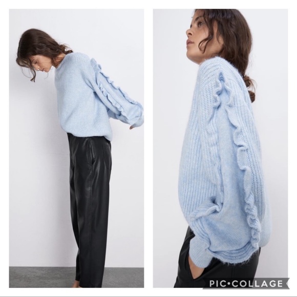 NWT Zara 🦋Bloggers Fave🦋 Flounce Knit Sweater - Picture 5 of 14